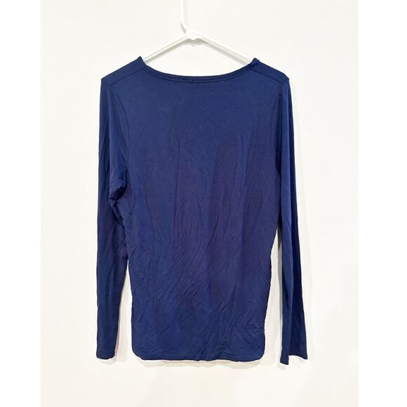 Kinross long sleeve v neck bamboo shirt navy blue - Picture 3 of 5